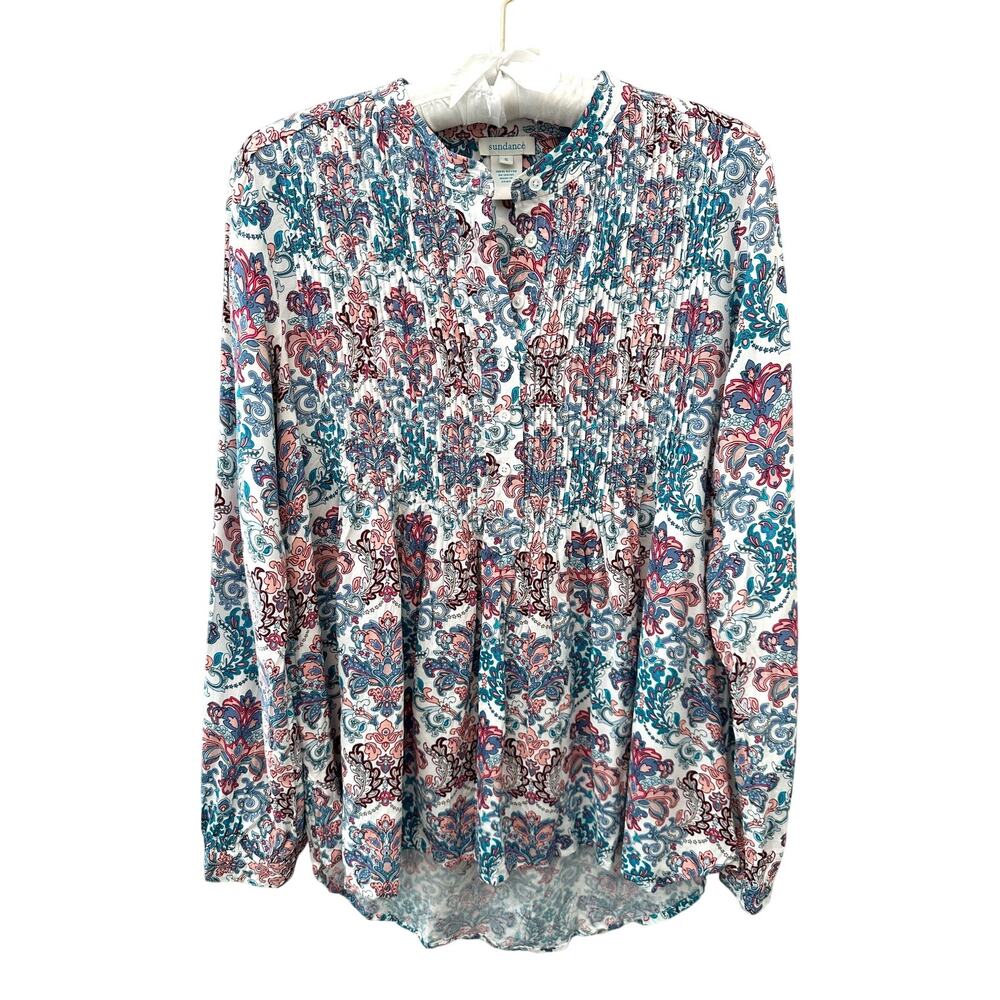 SUNDANCE | Floral Paisley Pintuck Blouse Top Boho Peasant | Small